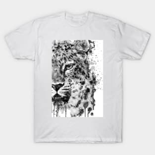 Black And White Half Faced Leopard T-Shirt